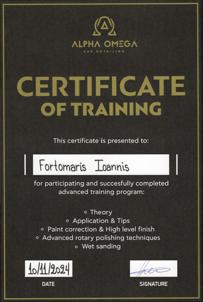 Alpha Omega Certificate of Training
